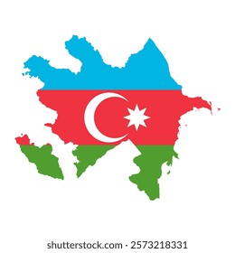 Azerbaijan map silhouette with flag on white background