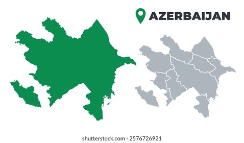 Azerbaijan map simple flat outline vector set