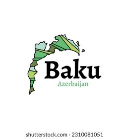 Azerbaijan Map. State and district map of Azerbaijan. Detailed map of Baku city administrative area. Royalty free vector illustration. Cityscape svg