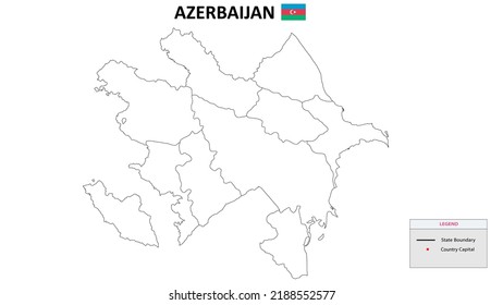 Azerbaijan Map. State and district map of Azerbaijan. Political map of Azerbaijan with outline and black and white design. svg