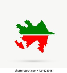 Azerbaijan map in Tatarstan flag colors, editable vector.