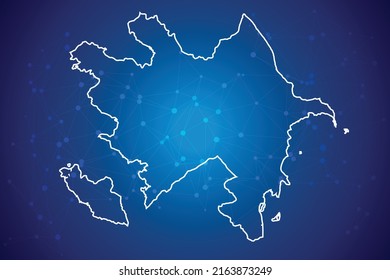 Azerbaijan map Technology  with network connection background