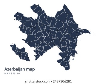 Azerbaijan map vector, Abstract design vector illustration Eps 10. Navy color.High Detailed on white background.