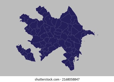 Azerbaijan map vector, blue color, Isolated on gray background
