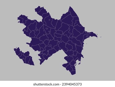 Azerbaijan map vector, Blue purple color isolated on gray background.