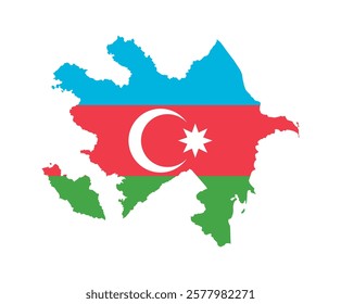 Azerbaijan Map vector icon. Map of Azerbaijan in Flag colors.