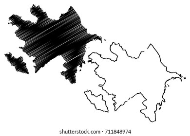 Azerbaijan map vector illustration, scribble sketch Azerbaijan