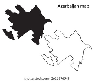Azerbaijan map vector illustration, Azerbaijan map silhouette, Azerbaijan country Landscape, Black and white Azerbaijan map