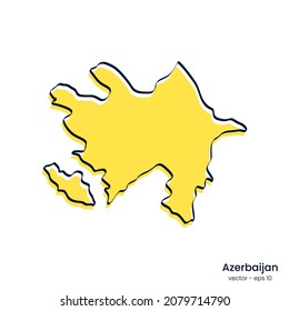 Azerbaijan map vector illustration template design. Outline style.
