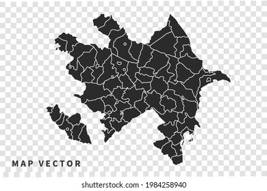 Mapa vectorial de Azerbaiyán, aislado en fondo transparente