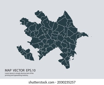 Azerbaijan map vector, isolated on gray background 