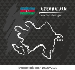 Azerbaijan map, vector pen drawing on black background
