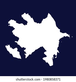 Mapa vectorial de Azerbaiyán. color blanco sobre fondo azul.