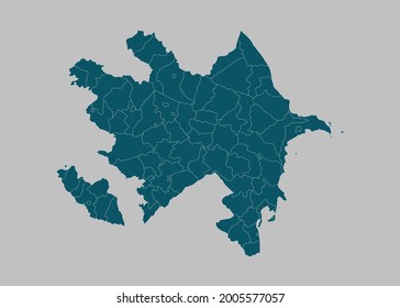Vector de mapa de Azerbaiyán, color azul marino aislado en fondo gris