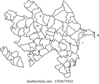 Azerbaijan map in white color and black border on white background. Vector illustration.