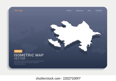 Azerbaijan map white on blue background with isometric vector. svg