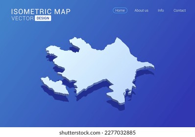 Azerbaijan map white on blue background with isolated 3D isometric concept vector illustration. svg