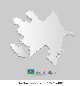 Azerbaijan map white paper 3D. illustration vector.