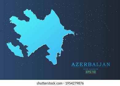 Mapa de Azerbaiyán - Mapa Mundial de la plantilla vectorial internacional con 3d, color azul gradiente y estrellas aisladas en el fondo de la galaxia - Ilustraciones vectoriales 10