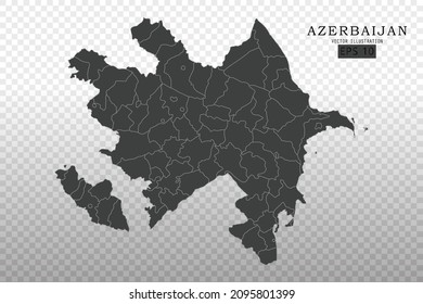 Azerbaijan Map - World Map International vector template with High detailed including black and grey outline color isolated on transparent background - Vector illustration eps 10