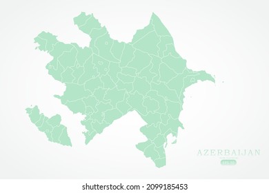 Azerbaijan Map - World Map International vector template with High detailed including green and white outline color isolated on white background - Vector illustration eps 10