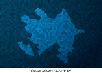 Azerbaijan Map - World Map international vector template with technology style isolated on blue pixel background for education, design, website, infographic - Vector illustration eps 10