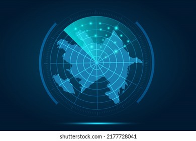Azerbaijan Map - World Map International vector template with futuristic circle radar style HUD, GUI, UI interface isolated on blue background for design, infographic - Vector illustration eps 10