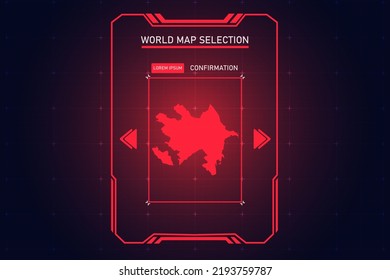 Azerbaijan Map - World Map International vector template with Red Color in perspective style and HUD, GUI, UI interface isolated on black background for design - Vector illustration eps 10