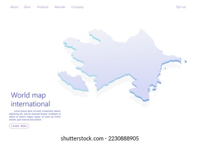 Azerbaijan Map - World map International vector template with isometric style including shadow, purple and blue color isolated on white background for design, website - Vector illustration eps 10