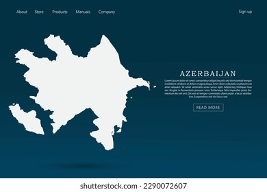 Mapa de Azerbaiyán - Mapa mundial plantilla vectorial internacional con color 3d blanco sobre fondo de color azul oscuro y verde gradiente para diseño de plantillas de sitio web, infografía - Ilustración vectorial eps 10