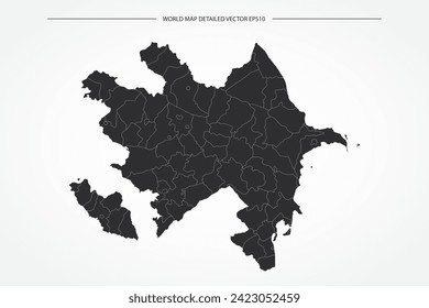 Azerbaijan Map - World Map International vector template with High detailed with black and white outline color isolated on white background - Vector illustration eps 10