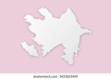 Aserbaidschan-Karte - Weltkarte Internationale Vektorvorlage mit Papierschnitt-Stil einschließlich Schatten und Weiß-Farbe auf rosafarbenem Hintergrund für Design, Bildung, Website - Vektorgrafik eps10