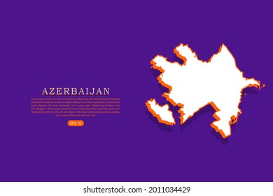 Azerbaijan map - World map vector template with isometric style including shadow, white and orange color on purple background - Vector illustration eps 10