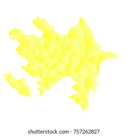 azerbaijan map - yellow geometric rumpled triangular style gradient graphic background . Vector illustration eps 10.