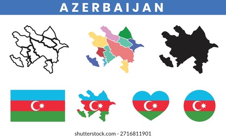 Mapas de Azerbaiyán y colección del Vector de la bandera de Azerbaiyán.