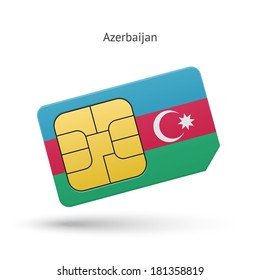 Azerbaijan mobile phone sim card with flag. Vector illustration.