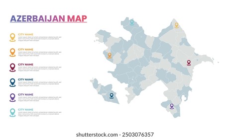 Aserbaidschan Modern Map Infografik Vorlage, Detaillierte Infografik Karte von Aserbaidschan Beliebte Stadt