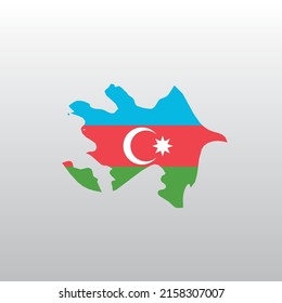 Azerbaijan national flag in country map silhouette