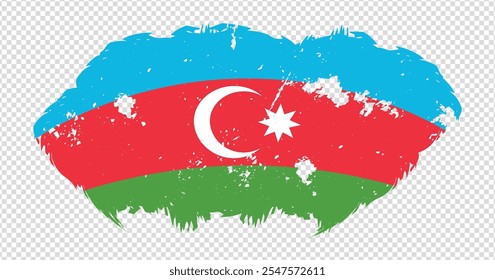 Azerbaijan national flag with distressed stroke brush effect on isolated background
