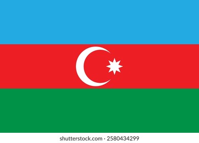 Azerbaijan national flag. A rectangular Australia flag icon vector illustration. Standard Size.