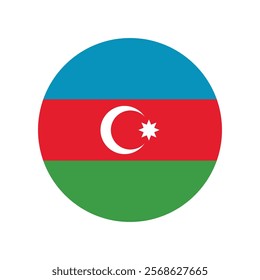 Azerbaijan National Flag vector icon. Round flag of Azerbaijan. Azerbaijan Republic official flag icon. Symbol of patriotism and freedom. eps 10.