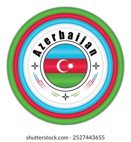 Arte vectorial de la insignia del orgullo nacional de Azerbaiyán. emblema circular con Colores de la bandera de Azerbaiyán azul rojo y verde. Simbolizando la identidad nacional azerbaiyana. EPS de Vector editable disponible