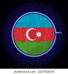 Azerbaijan neon grunge flag on wall backgrond. Vector illustration.