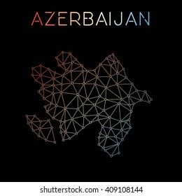 Azerbaijan network map. Abstract polygonal Azerbaijan network map design. Map of Azerbaijan network connections. Vector illustration.