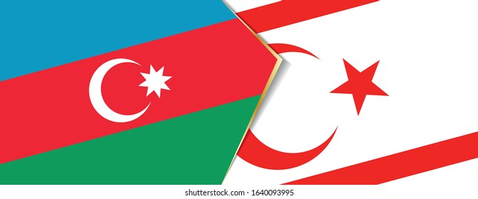 Azerbaijan and Northern Cyprus flags, two vector flags symbol of relationship or confrontation.