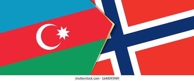 Azerbaijan and Norway flags, two vector flags symbol of relationship or confrontation.