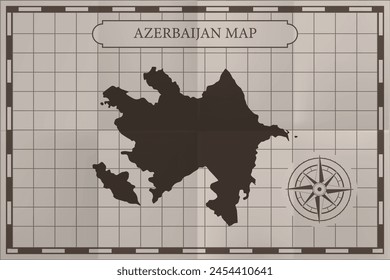 Azerbaijan old classic country map. Vintage antique map paper style.