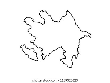 Azerbaijan outline map national borders country shape