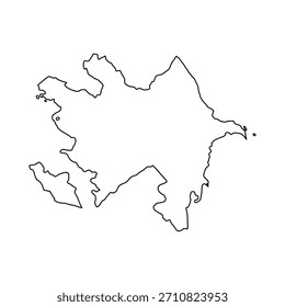 Azerbaijan outline map. Azerbaijan map vector. Azerbaijan map on white background for educational materials, infographics, presentations, data visualization, travel graphics