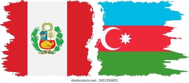 Azerbaijan and Peru grunge flags connection, vector